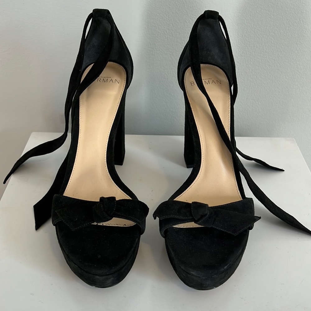Alexandre Birman "Clarita" platform sandals in soft black suede size women’s 39